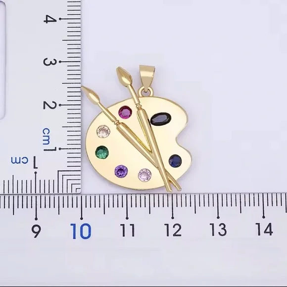 Painting Plate Pendant Art Necklace Gift For Artist 17”+1” - Picture 2 of 6